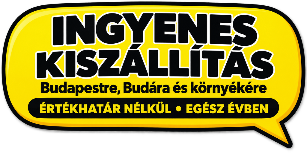 Ingyenes kiszállítás Budapestre, Budára és Budapest környékére, értékhatár nélkül, egész évben.
