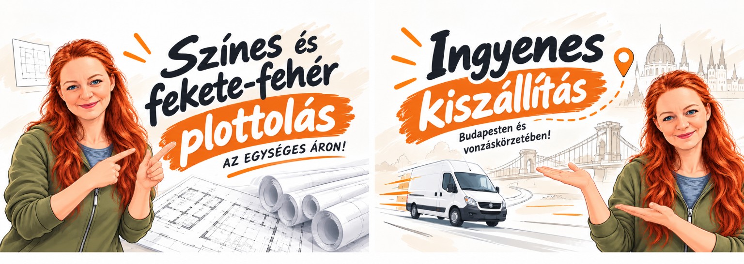 Színes és fekete-fehér tervrajz plottolás egységes áron; A4-es hajtogatással.